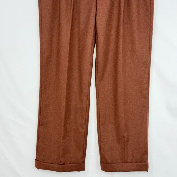 Paul Frederick Men’s 36x28 Brown Pleated Dress Pants Cuffed Wool Cashmere - Picture 5 of 14